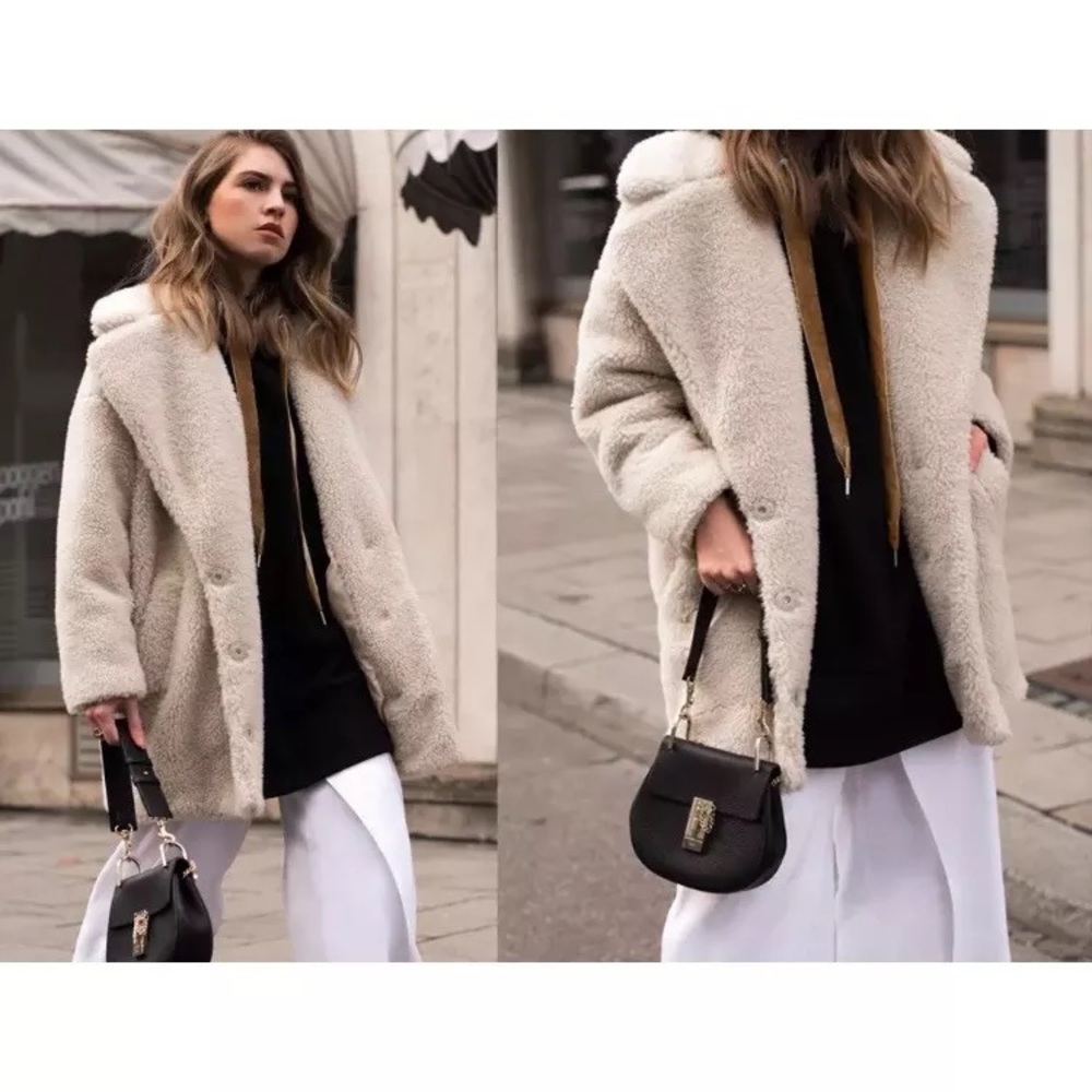 RARE NWOT Topshop Cocoon Borg Coat